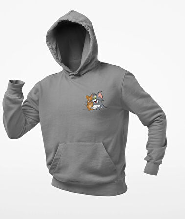 Tom ve jerry unisex kapşonlu sweatshirt