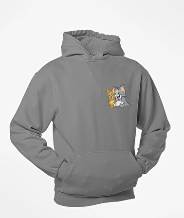 Tom ve jerry unisex kapşonlu sweatshirt