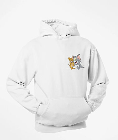 Tom ve jerry unisex kapşonlu sweatshirt