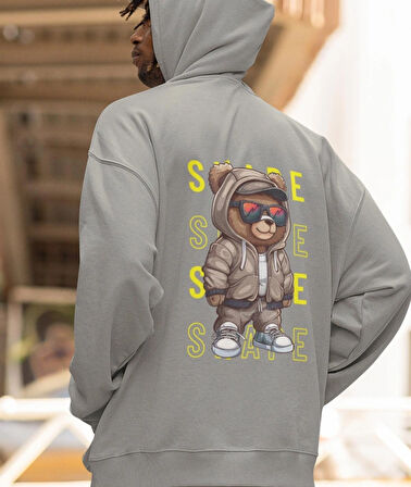 Shape(Şekil) ön ve arka ayıcık baskılı erkek sweatshirt 