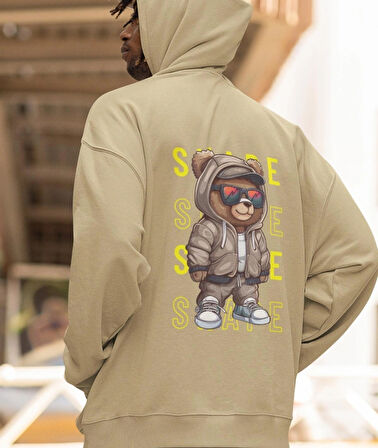 Shape(Şekil) ön ve arka ayıcık baskılı erkek sweatshirt 