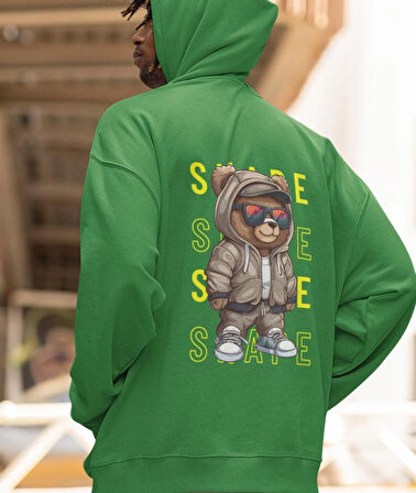 Shape(Şekil) ön ve arka ayıcık baskılı erkek sweatshirt 