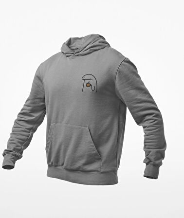 Elinde kahve kupalı emoji baskılı unisex sweatshirts 
