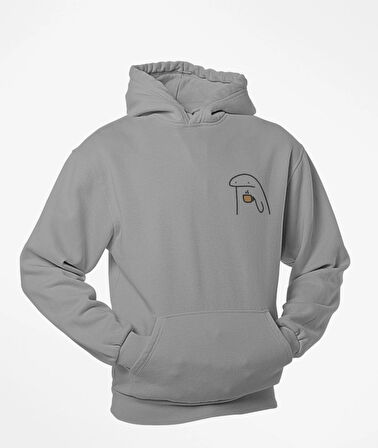 Elinde kahve kupalı emoji baskılı unisex sweatshirts 