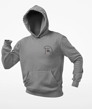 Elinde kahve kupalı emoji baskılı unisex sweatshirts 