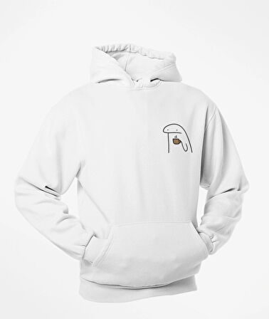 Elinde kahve kupalı emoji baskılı unisex sweatshirts 