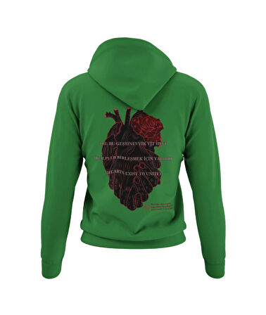 Birleşik çift el kalp temalı unisex kapşonlu sweatshirt