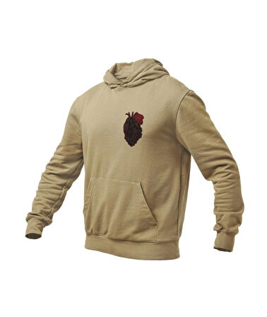 Birleşik çift el kalp temalı unisex kapşonlu sweatshirt