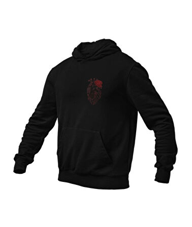 Birleşik çift el kalp temalı unisex kapşonlu sweatshirt