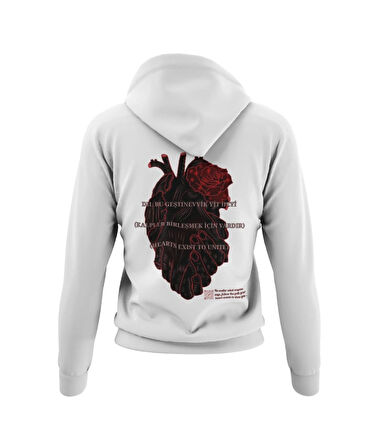 Birleşik çift el kalp temalı unisex kapşonlu sweatshirt