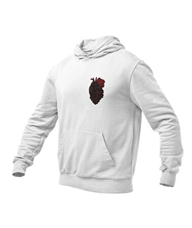 Birleşik çift el kalp temalı unisex kapşonlu sweatshirt