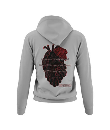 Birleşik çift el kalp temalı unisex kapşonlu sweatshirt