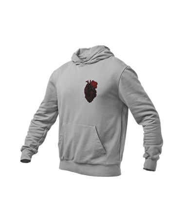 Birleşik çift el kalp temalı unisex kapşonlu sweatshirt