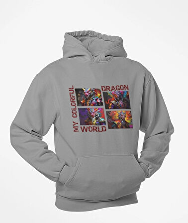 4 parçalı renklerin lordu ejderha kanguru cepli sweatshirt
