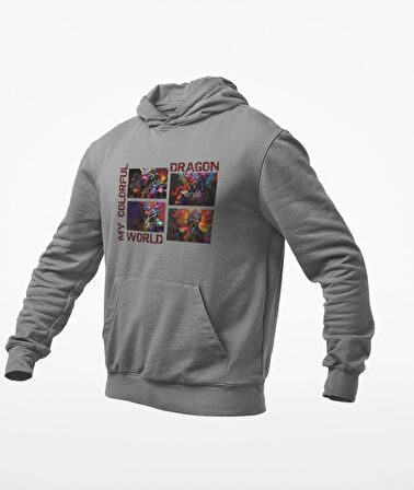 4 parçalı renklerin lordu ejderha kanguru cepli sweatshirt