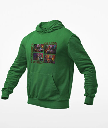 4 parçalı renklerin lordu ejderha kanguru cepli sweatshirt