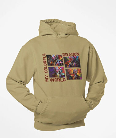 4 parçalı renklerin lordu ejderha kanguru cepli sweatshirt