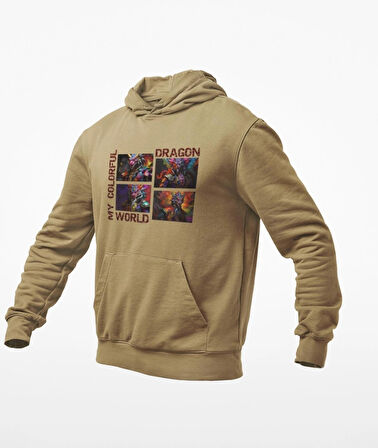 4 parçalı renklerin lordu ejderha kanguru cepli sweatshirt