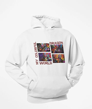 4 parçalı renklerin lordu ejderha kanguru cepli sweatshirt