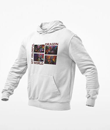 4 parçalı renklerin lordu ejderha kanguru cepli sweatshirt