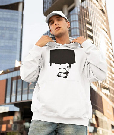 Boyacı panda ön baskılı sweatshirt erkek