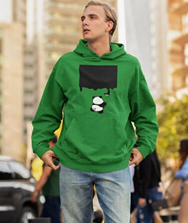 Boyacı panda ön baskılı sweatshirt erkek