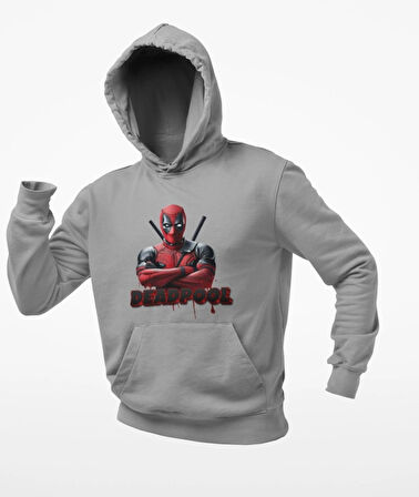 Deatpool baskılı unisex kapşonlu sweatshirt