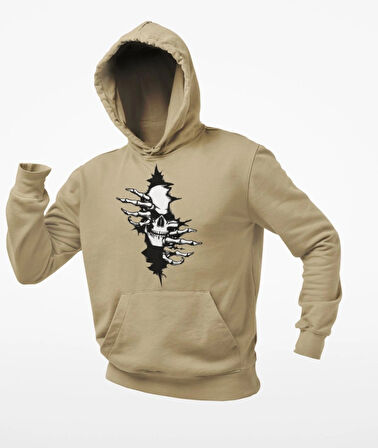 Güğsü Yarıp Çıkan İskelet temalı unisex kapşonlu sweatshirt