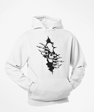 Güğsü Yarıp Çıkan İskelet temalı unisex kapşonlu sweatshirt