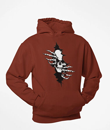 Güğsü Yarıp Çıkan İskelet temalı unisex kapşonlu sweatshirt