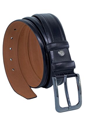 3.5 cm Klasik %100 Hakiki Deri Lüks Kemer Siyah Dikiş Desenli