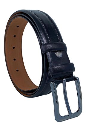 3.5 cm Klasik %100 Hakiki Deri Lüks Kemer Siyah Dikiş Desenli