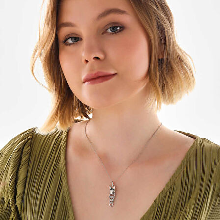 925 Ayar ​Gümüş Kaplan Figürlü Kadın Kolye