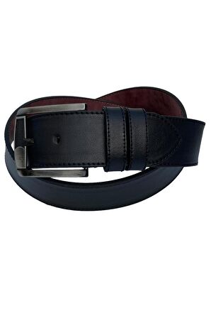 Siyah Suni Deri Kenarları Dikişli Düz Model 4.5 Genişlik Unisex Spor Kemer - 4500-10