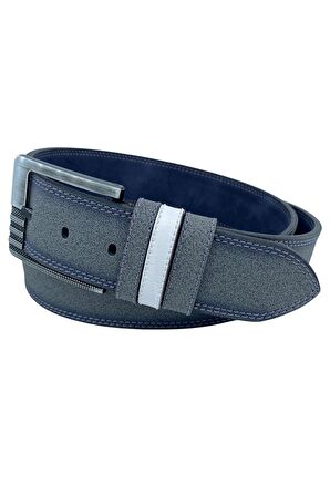 Gri Suni Deri Çift Dikişli 3 Köprülü Model 4.5 Cm.lik Unisex Spor Kemer - 4515-10