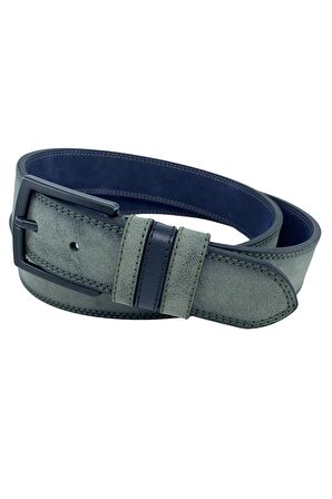 Haki Yeşil Süet Suni Deri Çift Dikişli Model 4 cm.lik Unisex Spor Kemer - 9010-10