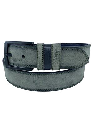 Haki Yeşil Süet Suni Deri Çift Dikişli Model 4 cm.lik Unisex Spor Kemer - 9010-10