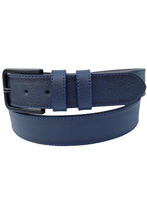 Lacivert Suni Deri Mavi Dikişli Model 4 cm.lik Unisex Spor Kemer - 9047