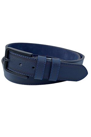 Lacivert Suni Deri Mavi Dikişli Model 4 cm.lik Unisex Spor Kemer - 9047