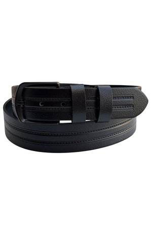 Siyah Hakiki Deri Ortası Şerit Desenli Model 4 cm. Genişlikli Spor Kemer  // 400-42