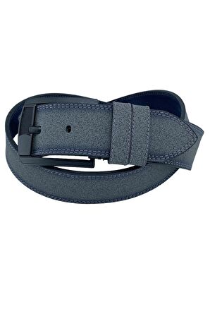 Gri Suni Deri Çift Dikişli 4.5 cm. Genişlik Unisex Spor Kemer - 4515-11