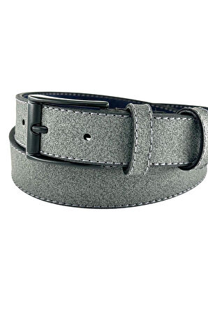 Gri Çocuk Boy Suni Deri Dikişli Model 3 cm.lik Garson Klasik Kemer Okul Kemeri - G15