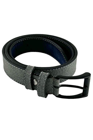 Gri Çocuk Boy Suni Deri Dikişli Model 3 cm.lik Garson Klasik Kemer Okul Kemeri - G15