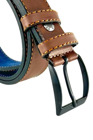 Kahverengi Çocuk Boy Suni Deri Dikişli Model 3 cm.lik Garson Klasik Kemer Okul Kemeri - G9