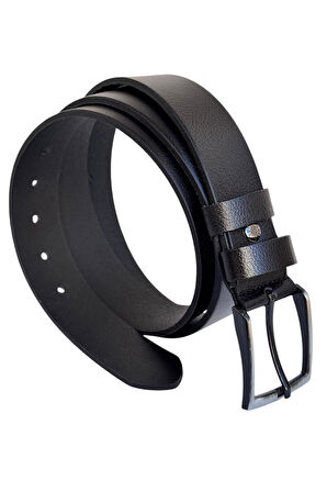 Siyah Büyük Beden Hakiki Deri 4 cm. Tokalı Düz Model Erkek Kemer - 400-Battal