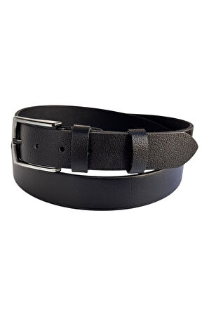 Siyah Büyük Beden Hakiki Deri 4 cm. Tokalı Düz Model Erkek Kemer - 400-Battal