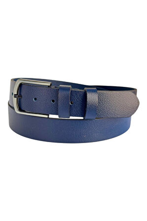 Lacivert Büyük Beden Hakiki Deri 4 cm. Tokalı Düz Model Erkek Kemer - 405-Battal