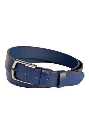 Lacivert Büyük Beden Hakiki Deri 4 cm. Tokalı Düz Model Erkek Kemer - 405-Battal