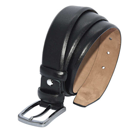 Siyah Çocuk Boy Hakiki Deri Düz Model 3 cm. Tokalı Klasik Kemer 200-G