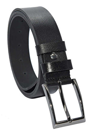 Siyah Çocuk Boy Hakiki Deri Tek Katmanlı Düz Model 3 cm. Tokalı Klasik Kemer 300-G